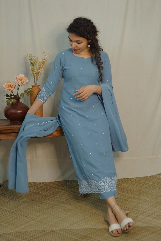 Georgette Co-ord set ( code- 1121bk)