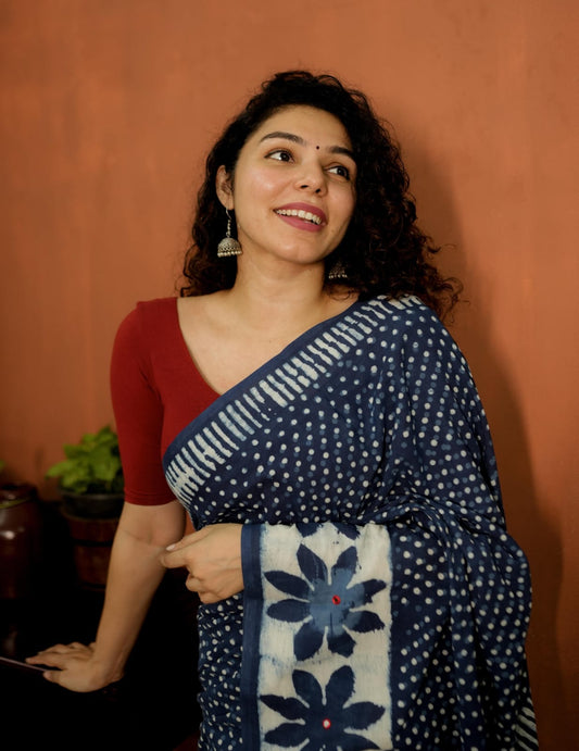 Indigo Cotton Saree(CS 22)