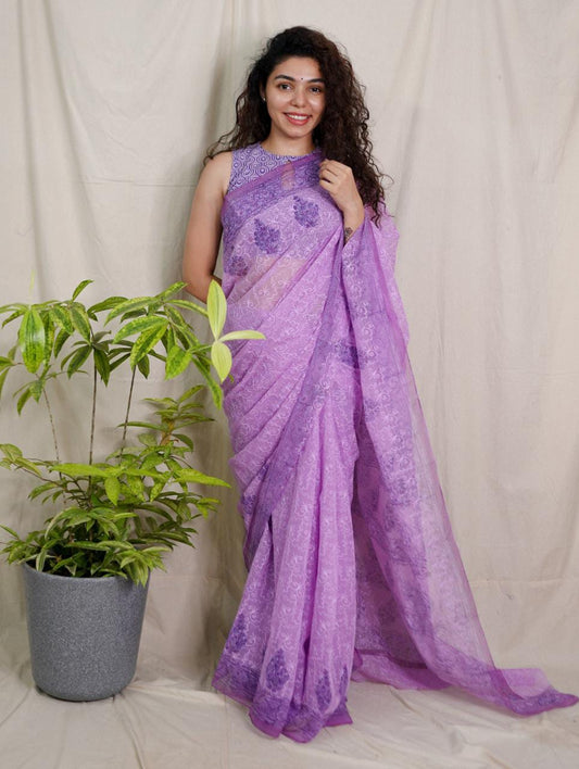Block Printed Designer Embroidery Saree (KS 23)