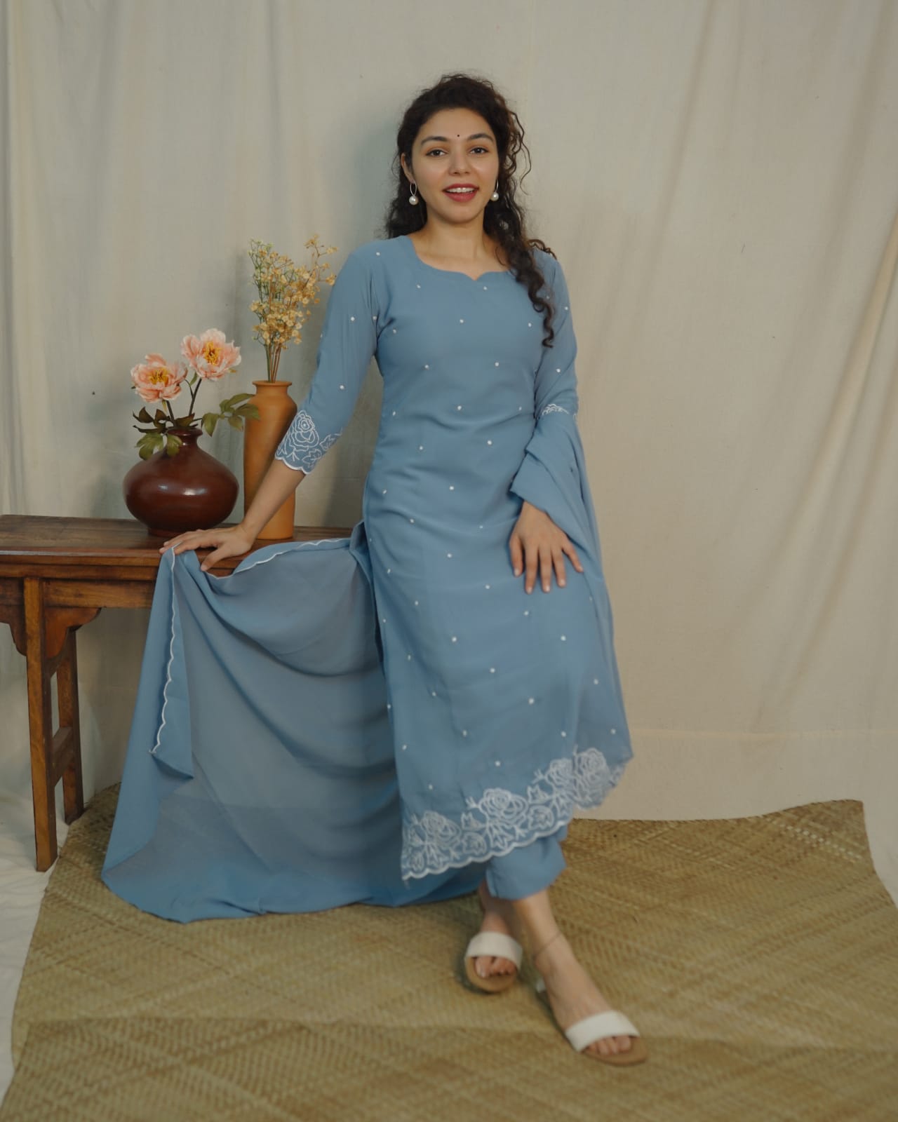 Georgette Co-ord set ( code- 1121bk)