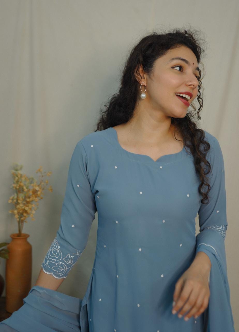 Georgette Co-ord set ( code- 1121bk)