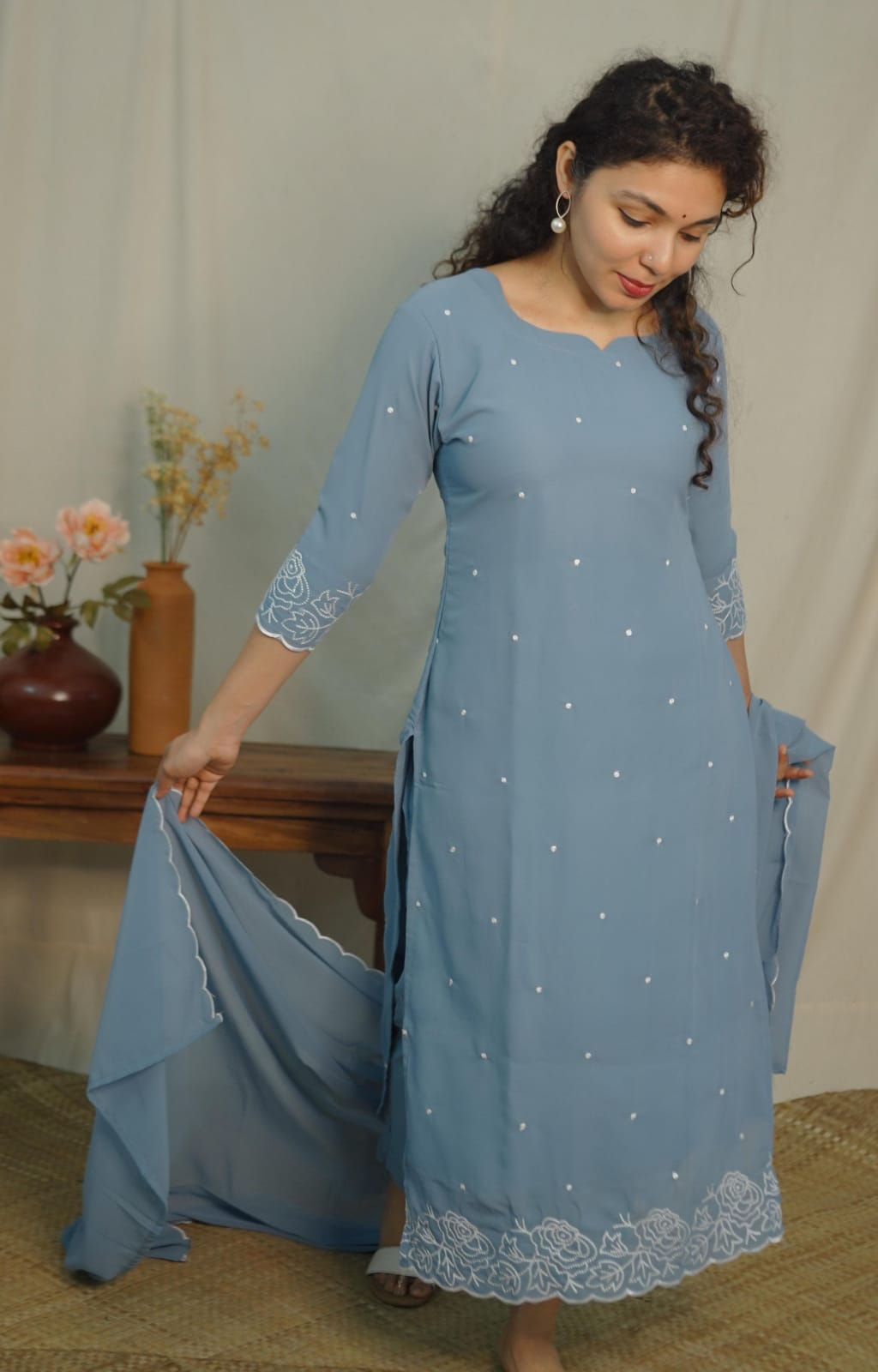 Georgette Co-ord set ( code- 1121bk)
