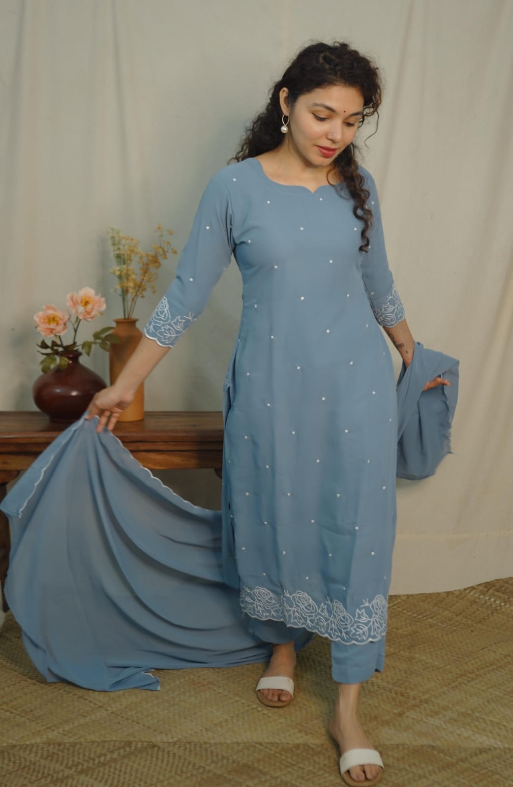 Georgette Co-ord set ( code- 1121bk)