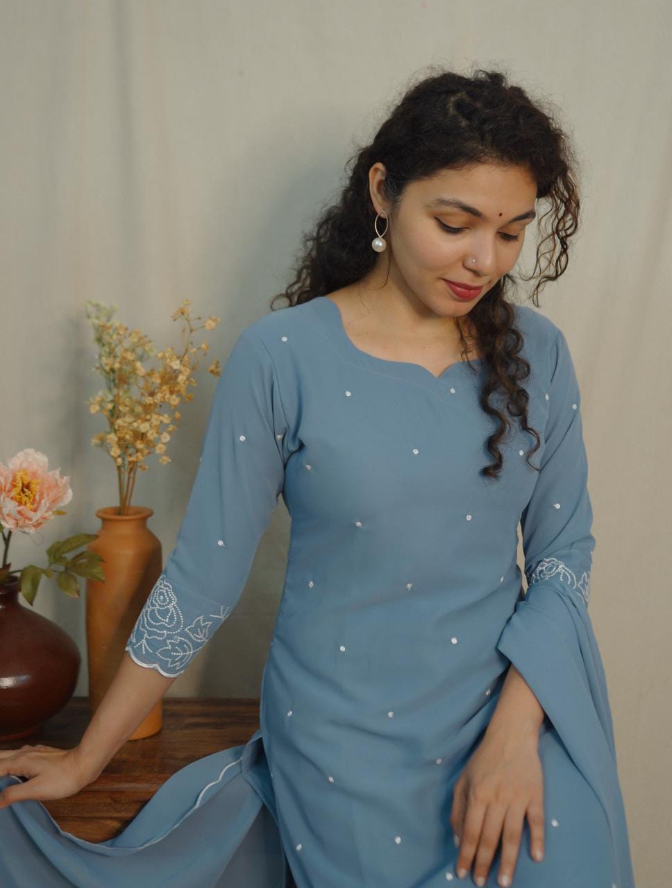 Georgette Co-ord set ( code- 1121bk)