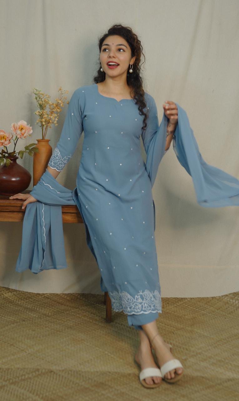 Georgette Co-ord set ( code- 1121bk)