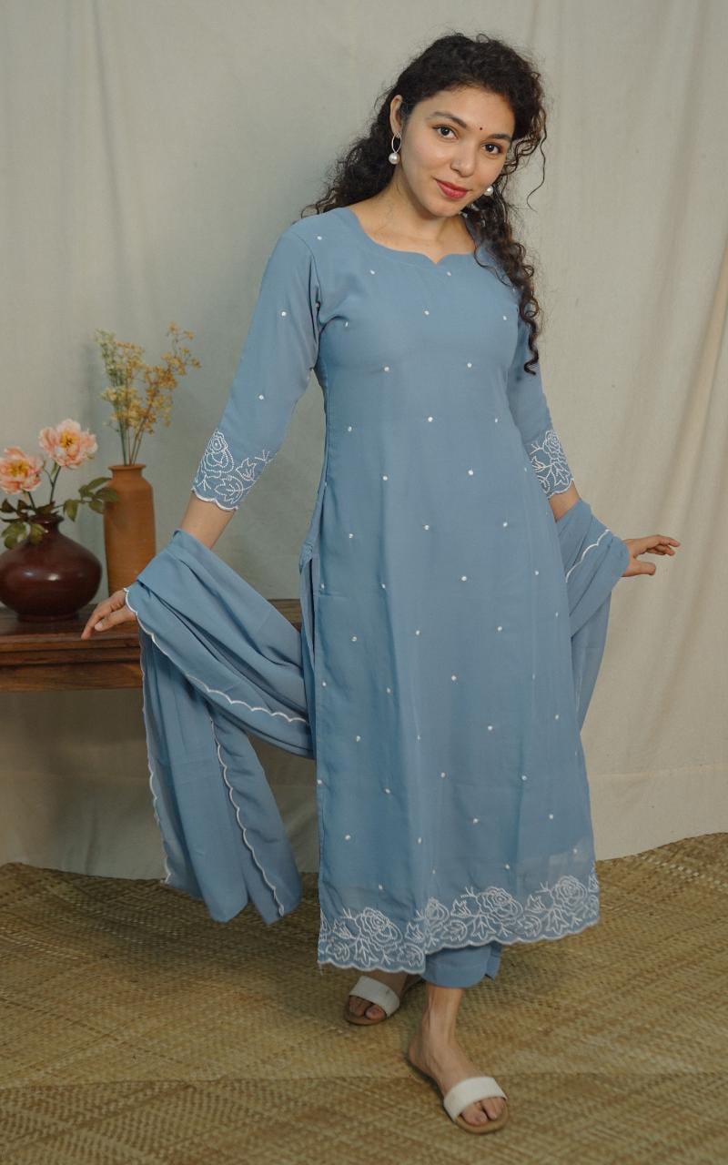 Georgette Co-ord set ( code- 1121bk)