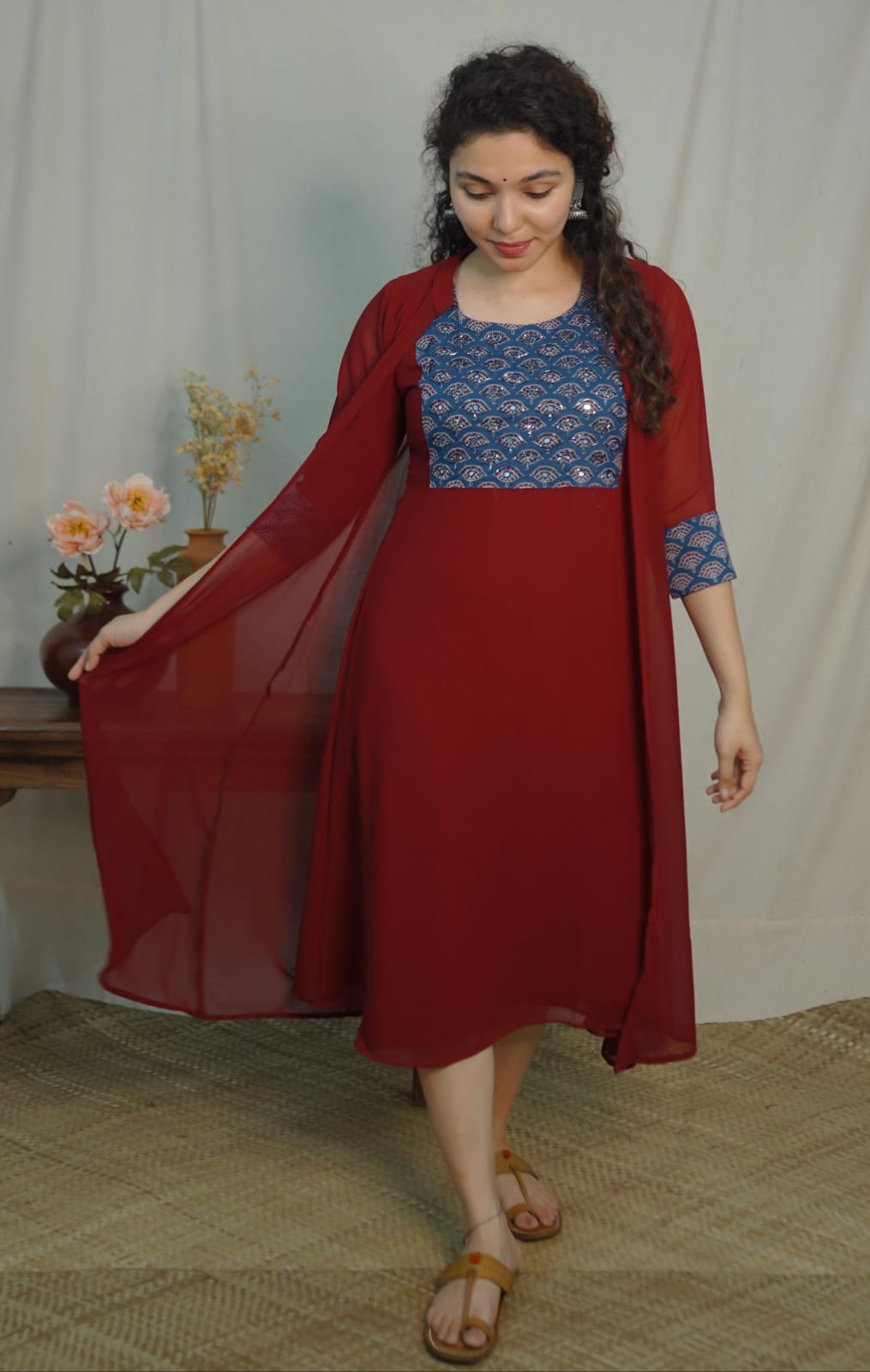 Georgette Jacket Dress ( code-1126bk)