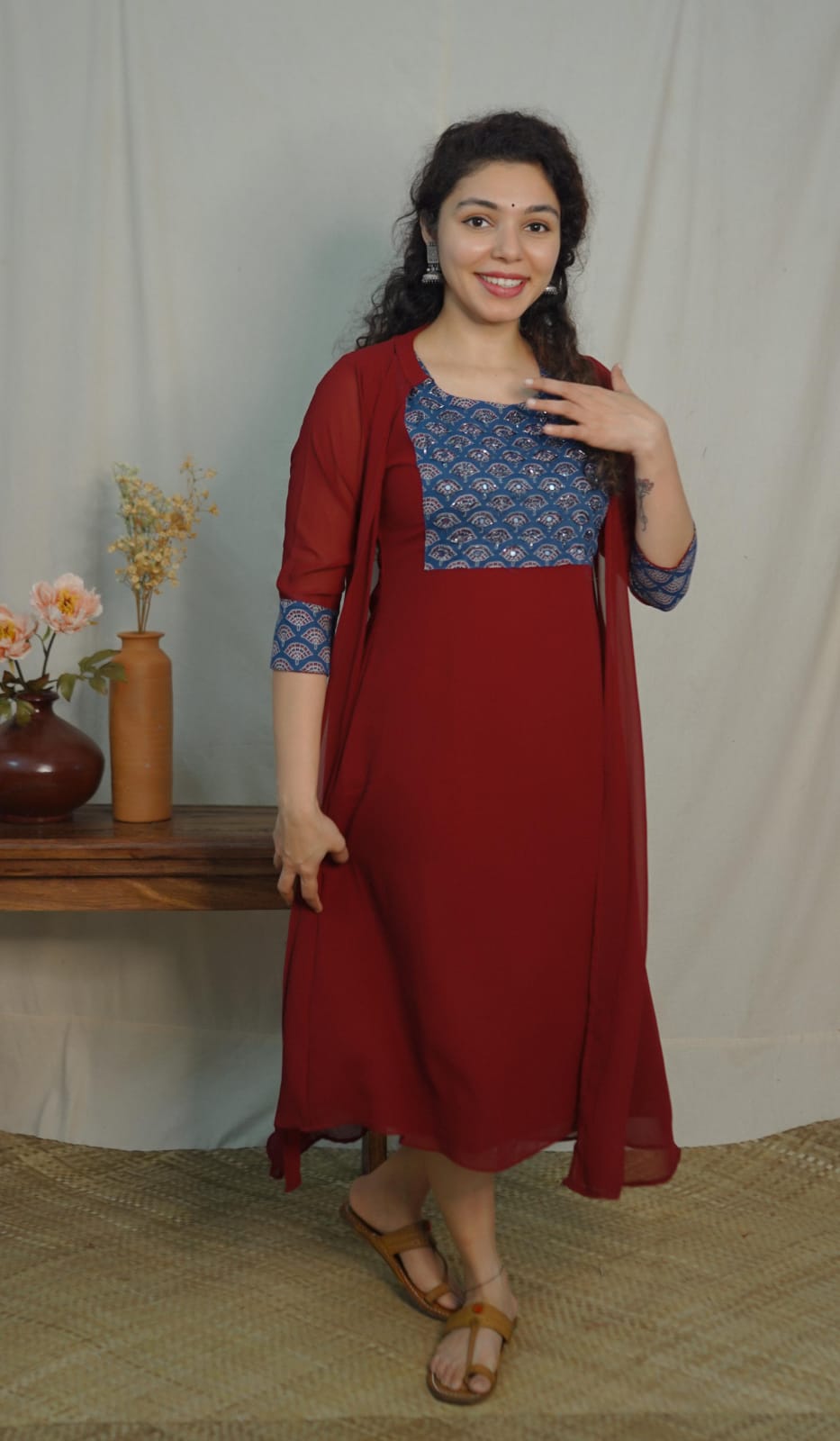 Georgette Jacket Dress ( code-1126bk)