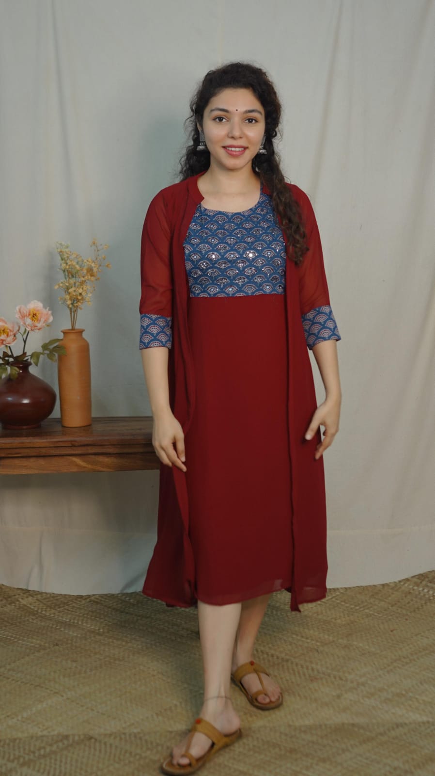 Georgette Jacket Dress ( code-1126bk)