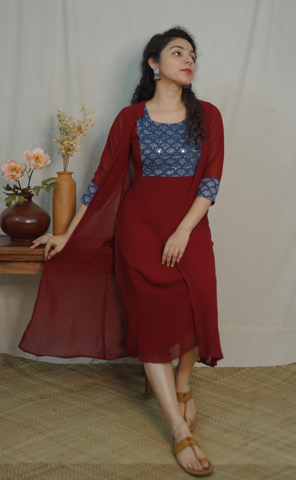 Georgette Jacket Dress ( code-1126bk)