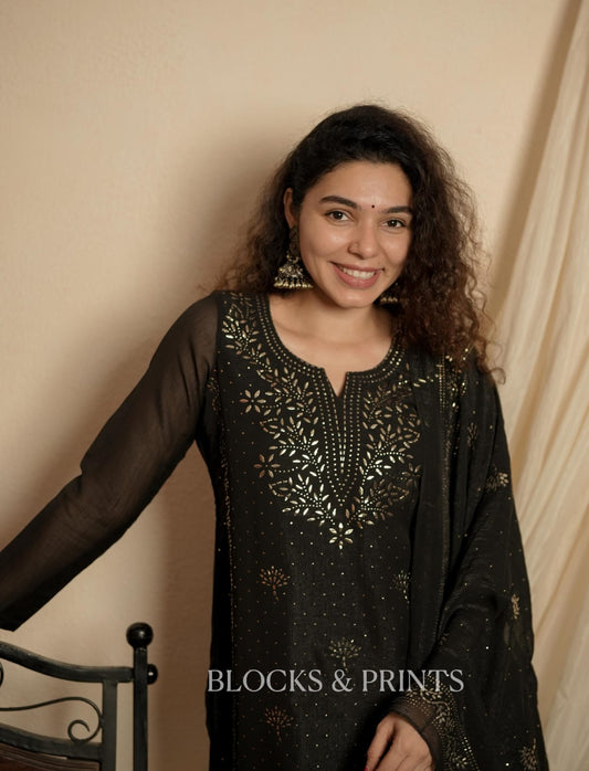 Designer Kurthi & Dupatta Set (Code - 2038 BK)