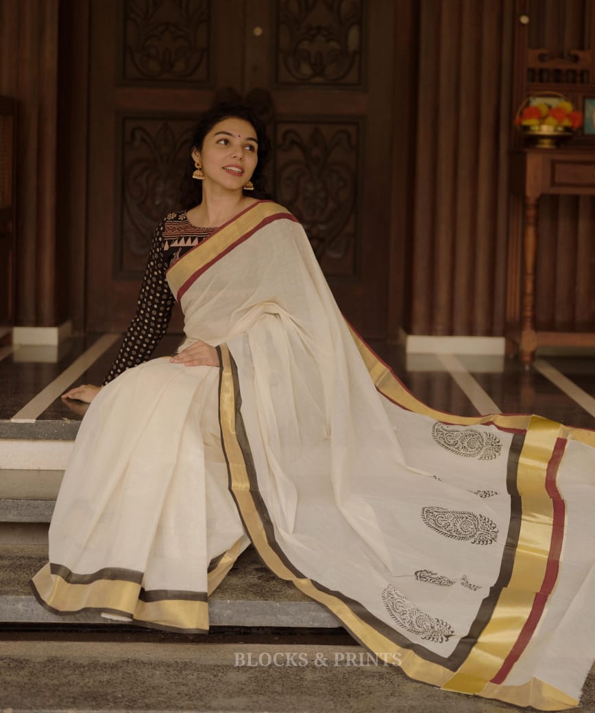 Kerala Saree (Code - 1848 BK)