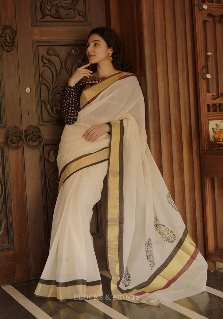 Kerala Saree (Code - 1848 BK)