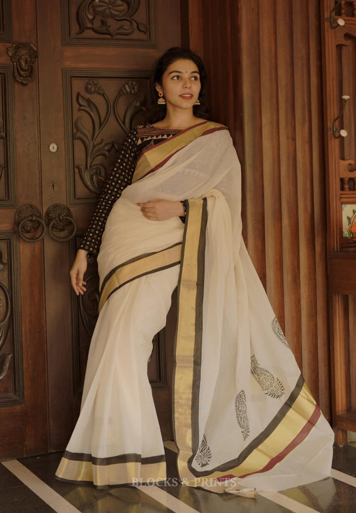 Kerala Saree (Code - 1848 BK)