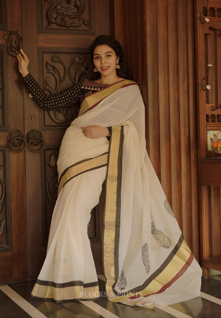 Kerala Saree (Code - 1848 BK)