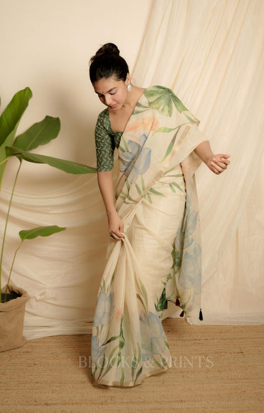 Semi Linen Saree - (Code - 09 LS )