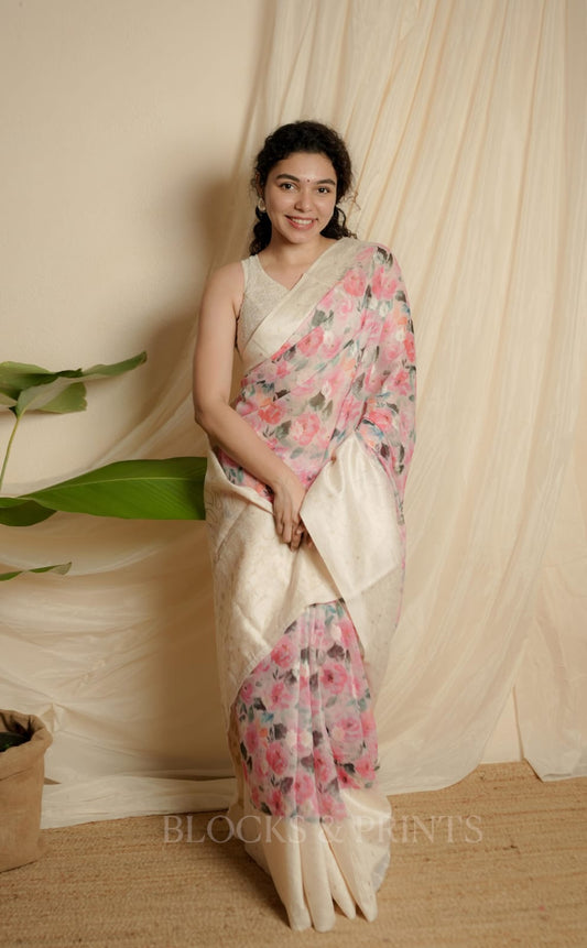 Chanderi - Jamdani Silk Saree (Code - 70 SS)