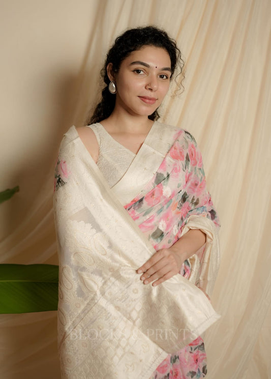 Chanderi - Jamdani Silk Saree (Code - 70 SS)