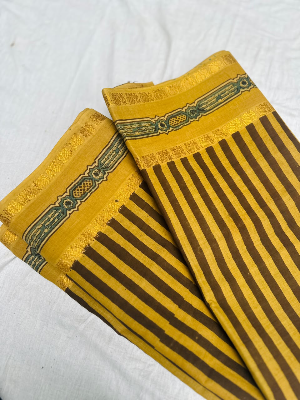 Sungudi Ajrakh Print Saree (Code - CS 59)