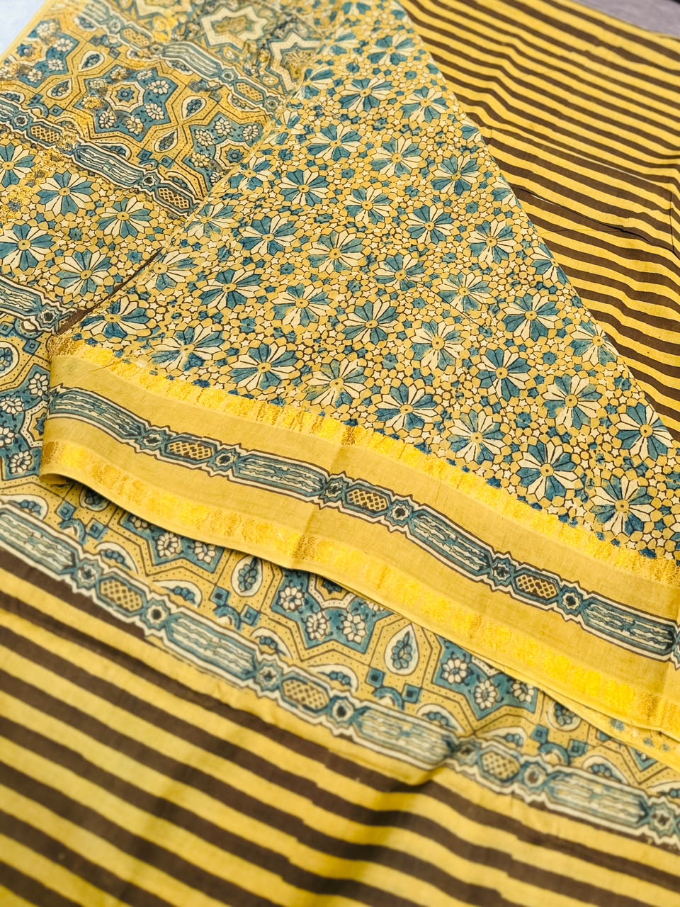 Sungudi Ajrakh Print Saree (Code - CS 59)