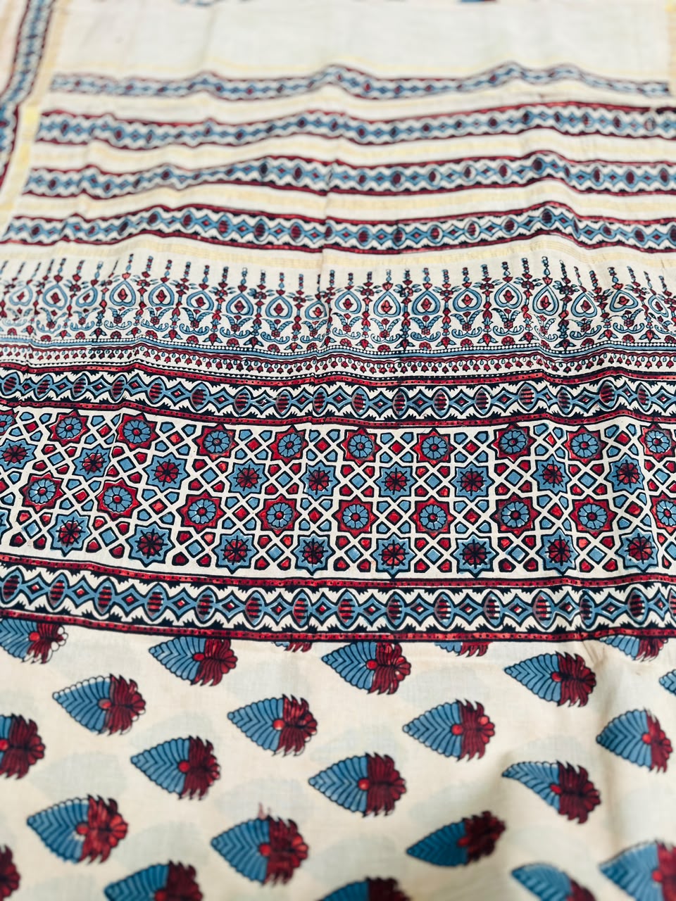 Sungudi Ajrakh Print Saree (Code - CS 61)