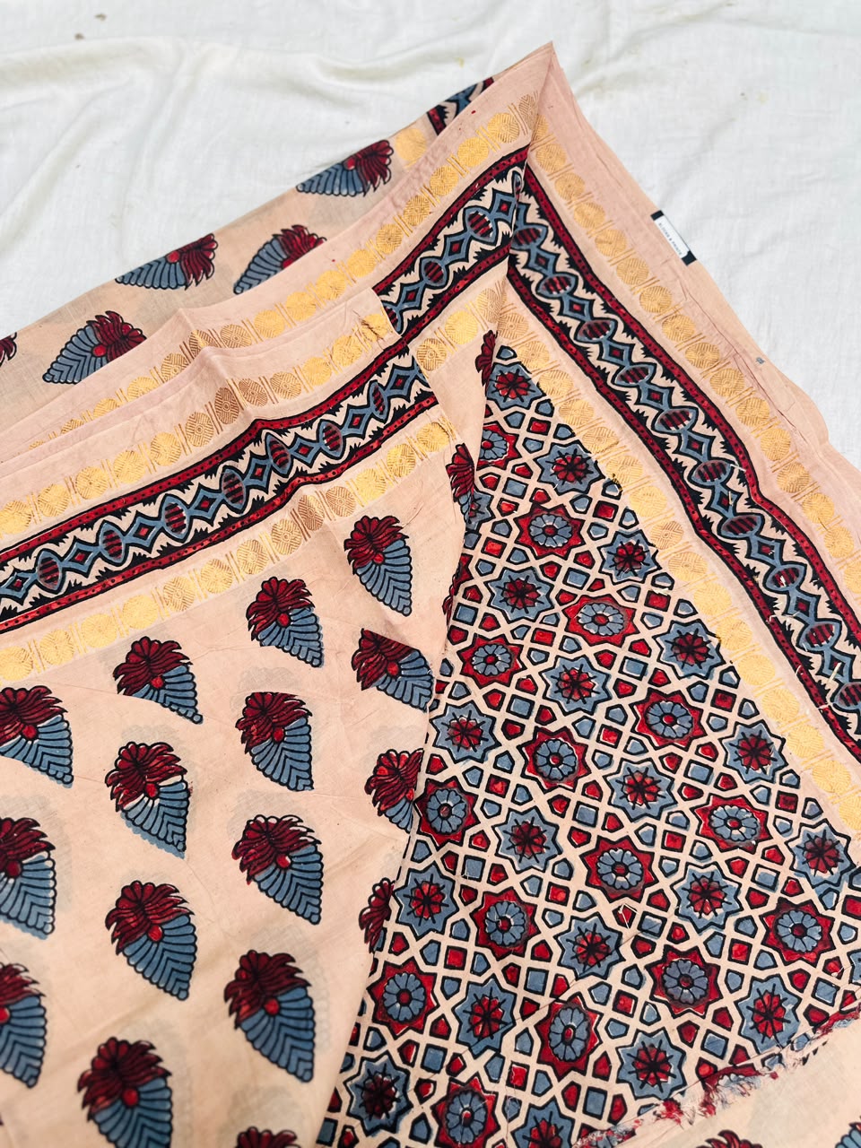 Sungudi Ajrakh Print Saree (Code - CS 61)