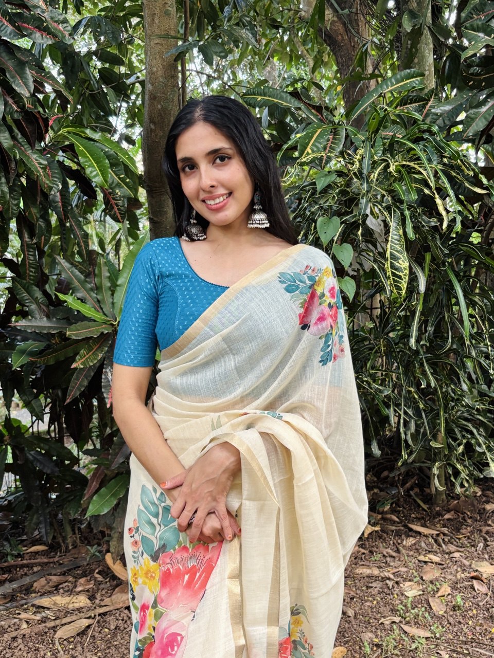 SEMI LINEN SAREE - (SG34)