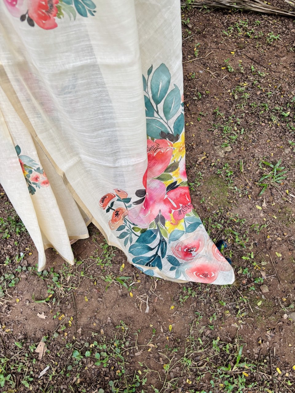 SEMI LINEN SAREE - (SG34)
