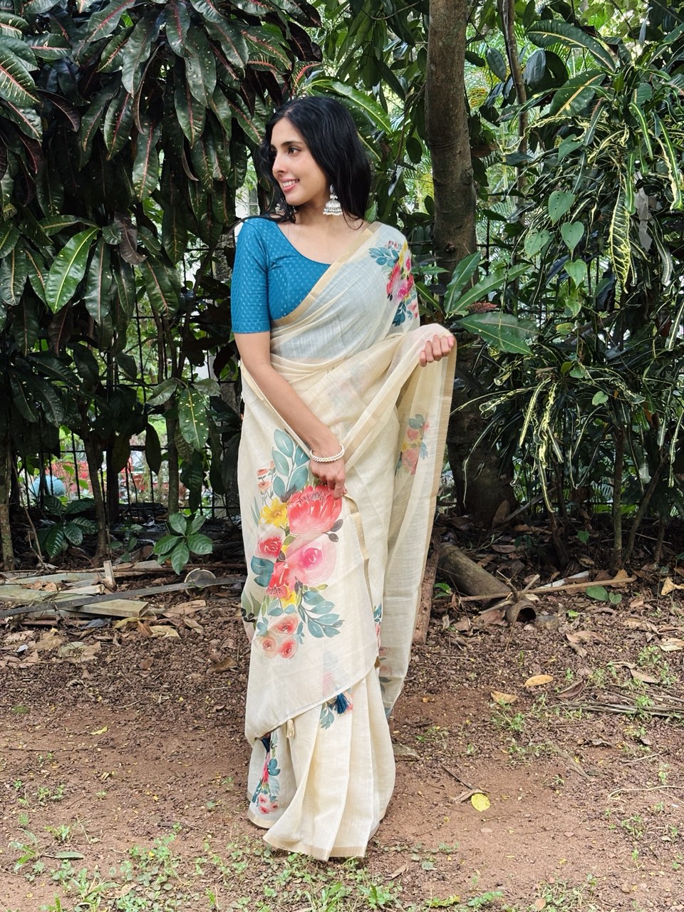 SEMI LINEN SAREE - (SG34)