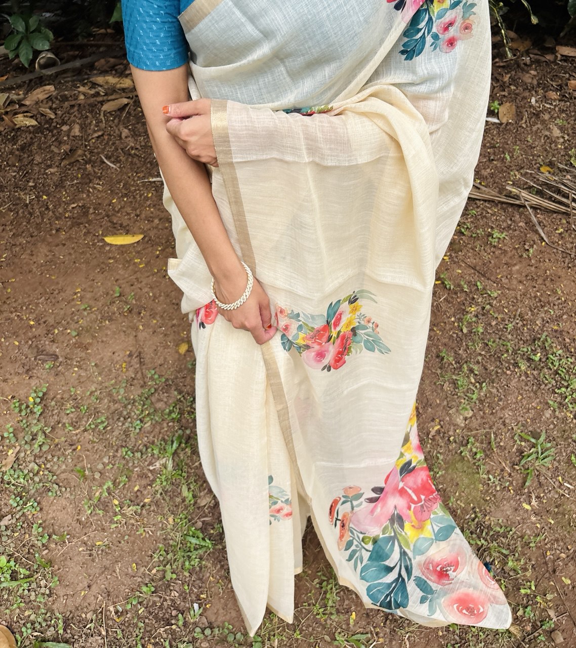 SEMI LINEN SAREE - (SG34)