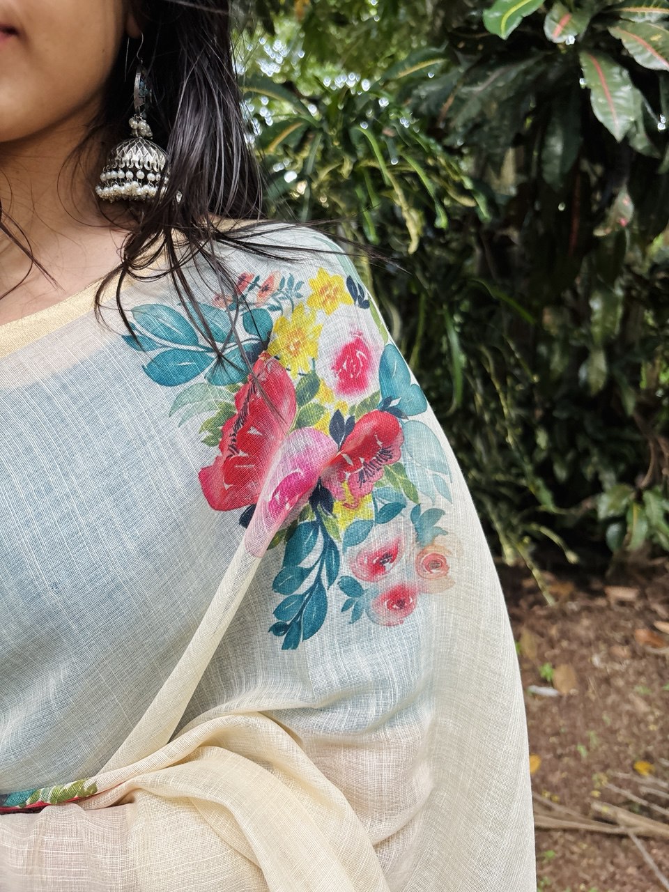 SEMI LINEN SAREE - (SG34)