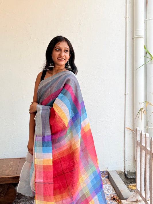 SEMI LINEN SAREE -(WS66)