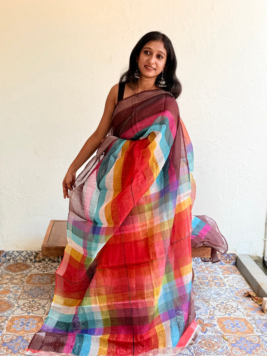 SEMI LINEN SAREE -(WS67)