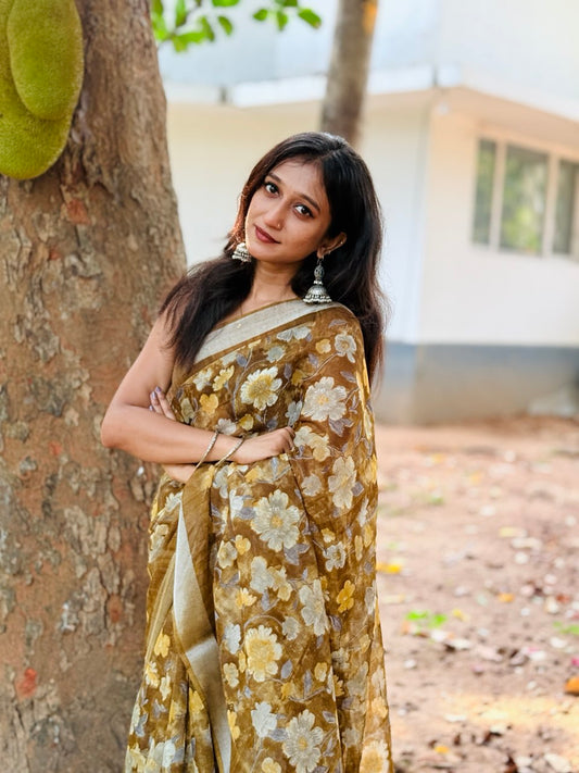 SEMI LINEN SAREE -(WS70)