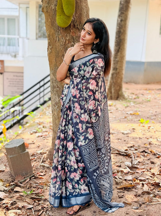 SEMI LINEN SAREE -(WS71)
