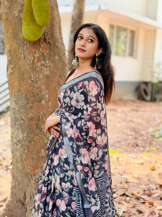 SEMI LINEN SAREE -(WS71)