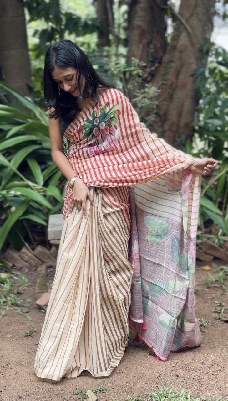 SEMI LINEN SAREE -(WS146)