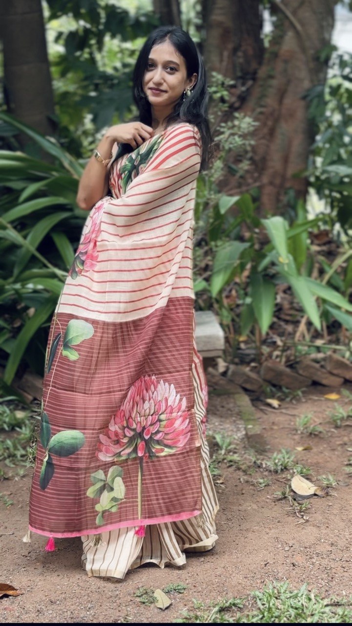 SEMI LINEN SAREE -(WS146)