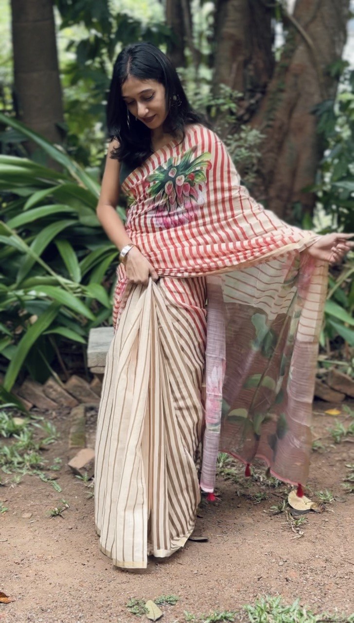 SEMI LINEN SAREE -(WS146)