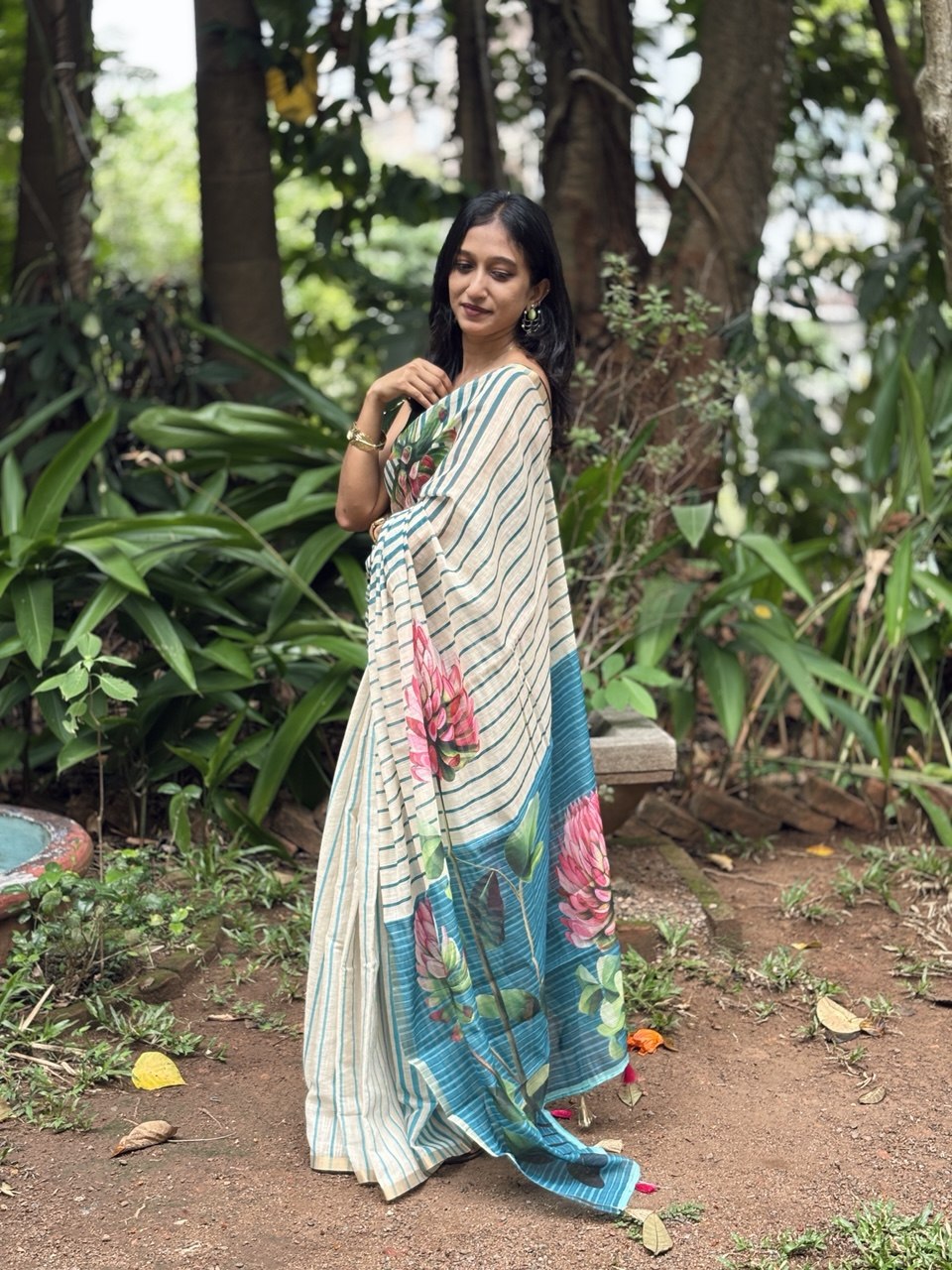SEMI LINEN SAREE -(WS147)