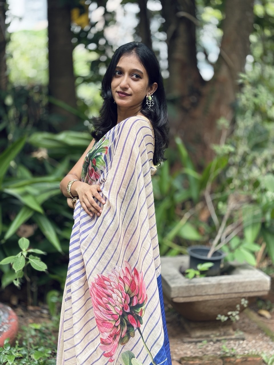 SEMI LINEN SAREE -(WS148)