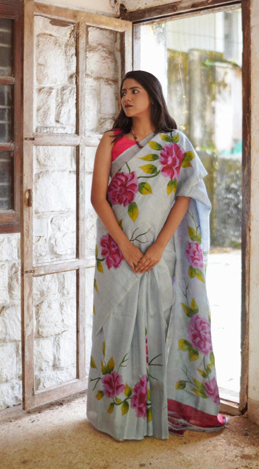 Floral Silk Saree ( code - FS 02)